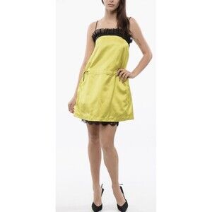 OFF White Satin ANORAK DRESS DUCHESSE WITH DRAWSTRING WAIST NWT 38 Retail: $2100